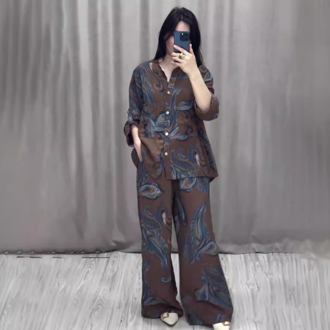 Women's Clothing 2024 new forest style women's leisure suit lazy feeling comfortable breathable daily two piece suit_voghion.com