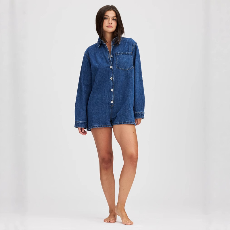 European and American Cross-Border Supply Fashion Retro Hot Girl Plus Size Loose Lapel Button Denim Shirt Thickened Jacket