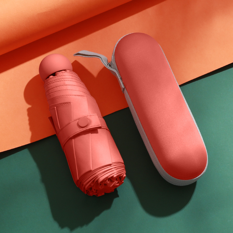 Paraguas de sol paraguas cinco veces protección solar de ocho huesos protección solar protección UV protección ultraligera pequeña cápsula plegable soleada y lluviosa paraguas publicidad paraguas