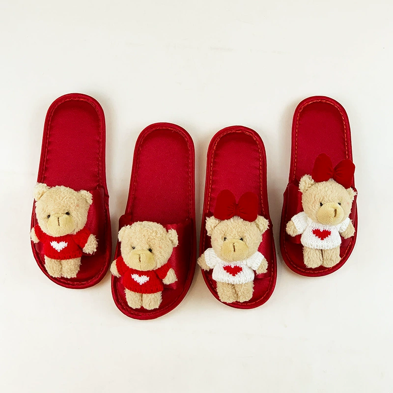 Пара Свадебные тапочки высококачественные атласные тапочки праздничные красные пара свадебного приданого невесты утреннее платье туфли Нескользящие