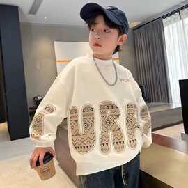 男童卫衣春秋装2024新款男孩潮牌打底衫儿童休闲上衣中大童衣服酷