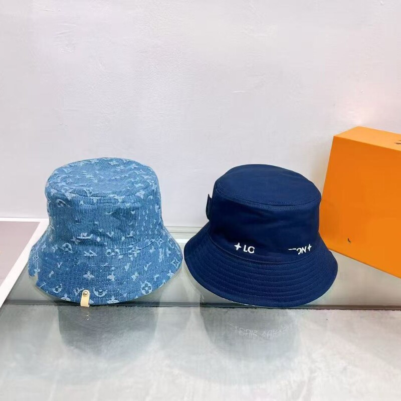 High Version L Family Printed Fisherman Hat Summer New Fashion Women's Basin Hat Denim Washed All-match Face Shown Small Hat