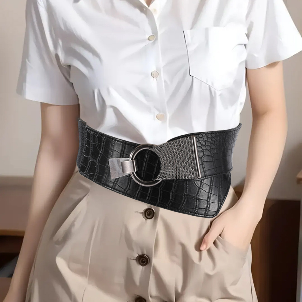 Korean-style European And American Loose-fitting Elastic Waistband Decorated Women's Skirt With Diagonal Wide Belt In_voghion.com