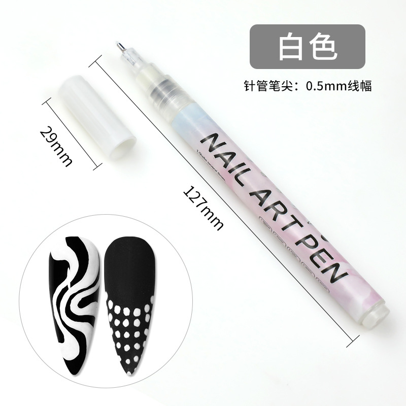 SOMEQI Bolígrafo para decoración de uñas de 12 colores para pintar y puntear, bolígrafo con punta de aguja para diario DIY, bolígrafo para delinear, bolígrafo para grafiti para decoración de uñas.