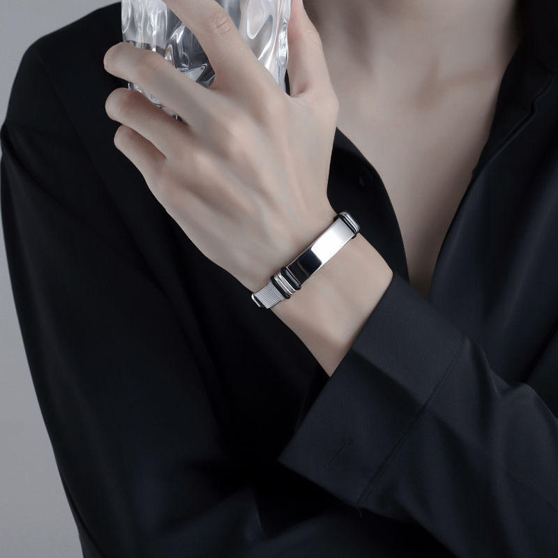 Bracelet for Men, High-End Trendy Niche Design, Woven Silver Strap Bracelet, Men's Hand Jewelry, Versatile Accessory Bracelet for Men, High-End Trendy Niche Design, Woven Silver Strap Bracelet, Men's Hand Jewelry, Versatile Accessory
