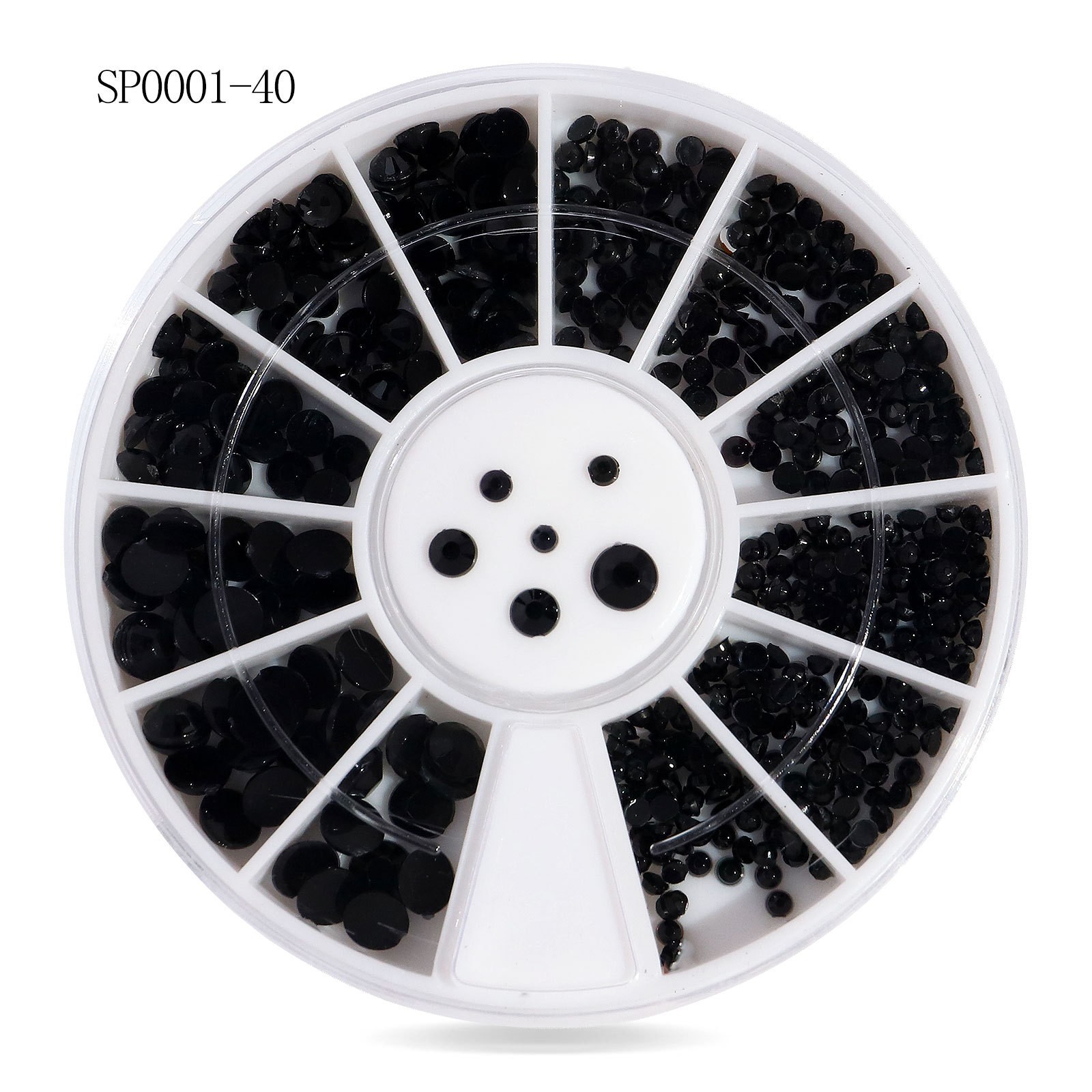 Joyería de uñas transfronteriza de uñas de aleación de color mágico plano Diamante de forma especial blanco AB rhinestone joyería 12 rejilla giratoria al por mayor