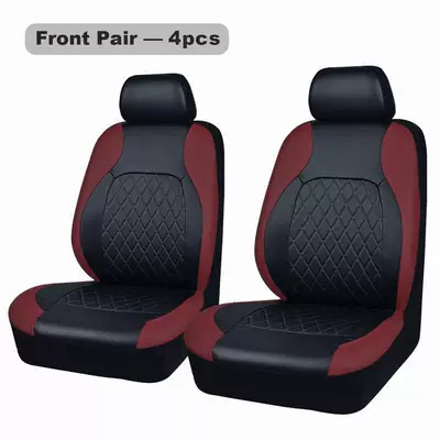 Covers Made of Leather, a | Seat cushion, seat cover - burgundy-4-piece-set