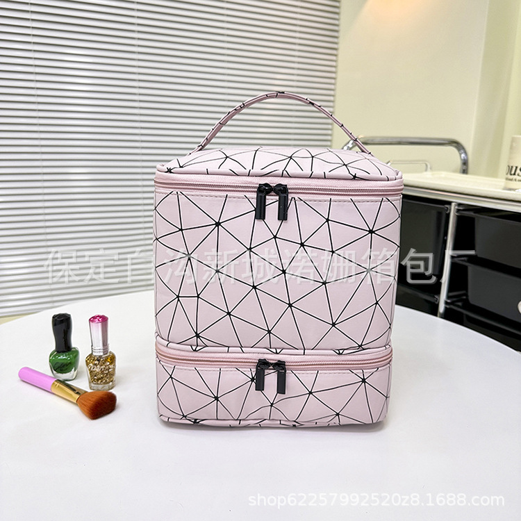 Bolso cosmético transfronterizo de gran capacidad Bolso femenino portátil de PVC de alta calidad Bolso de almacenamiento de esmalte de uñas Bolso de mano para uñas