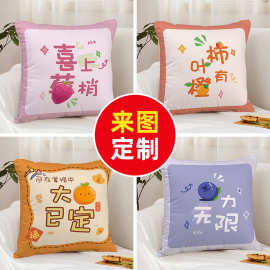吉祥谐音文字抱枕被子定制简约可爱印花靠枕床头沙发方形汽车靠垫