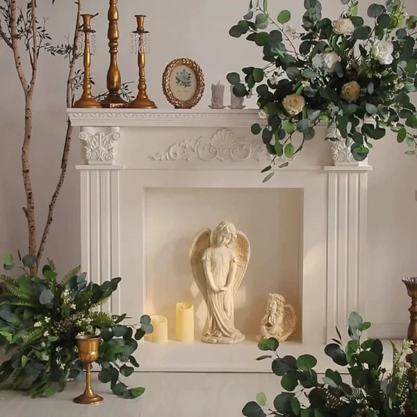 French Fireplace Simulation Living Room Fireplace Decorative Cabinet Retro American Carved B&B Wall Entrance Fireplace Rack