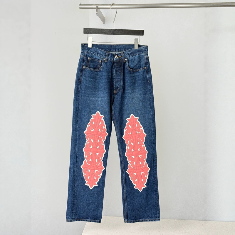 Top-quality 26SS trendy brand new CH Cropped style patchwork denim jeans, same style as celebrities, for men and women Top-quality 26SS trendy brand new CH Cropped style patchwork denim jeans, same style as celebrities, for men and women