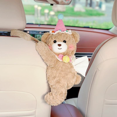 Car Interior Decoration Items, Car tissue box/set - pink-hat-little-bell-annie-bear-tissue-box