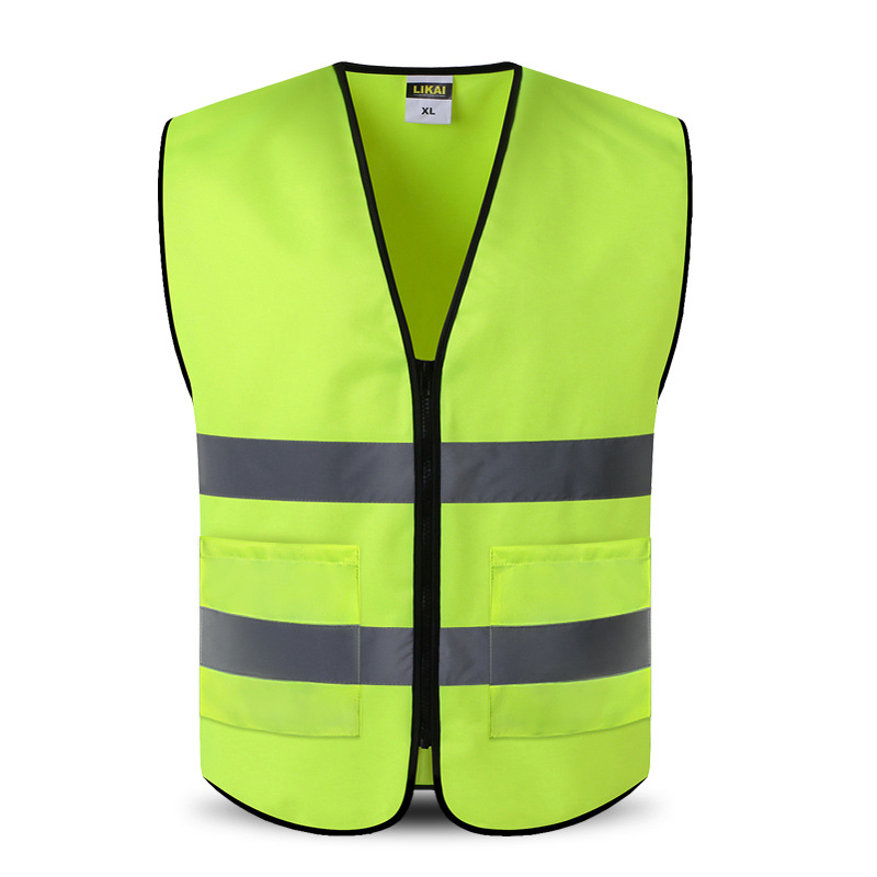 LIKAI chaleco reflectante de ingeniería chaleco fluorescente multi-Bolsillo tráfico seguridad vial ropa protectora imprimible