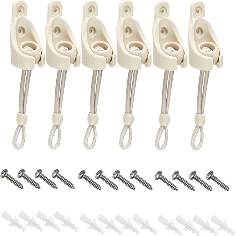 Outdoor windproof spring ball rope, roller blind fixing rope base plug, beige spring rope curtain rope lock accessories