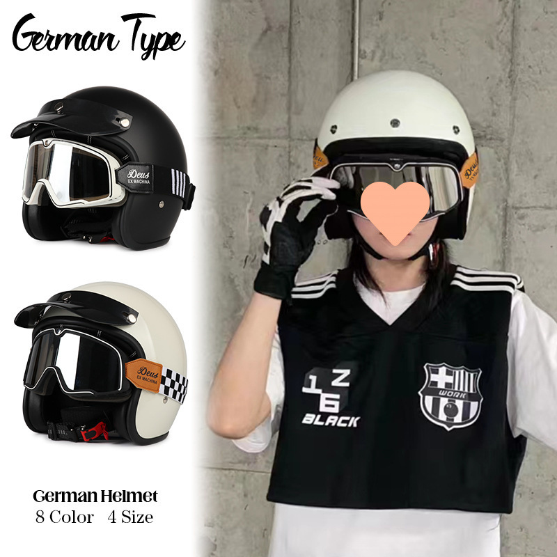 Universal 3C Certified Retro 3/4 Motorcycle Helmet - Cruiser, Electric Bike (Auto Parts and Accessories) - m-milky-white-checkered-price