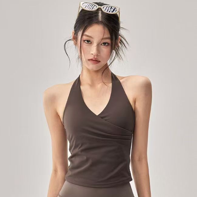 2025 New Sports Vest with Chest Pad, Shock-Proof Running Training Intimates, Halter Neck, Beautiful Back Yoga Clothing Top