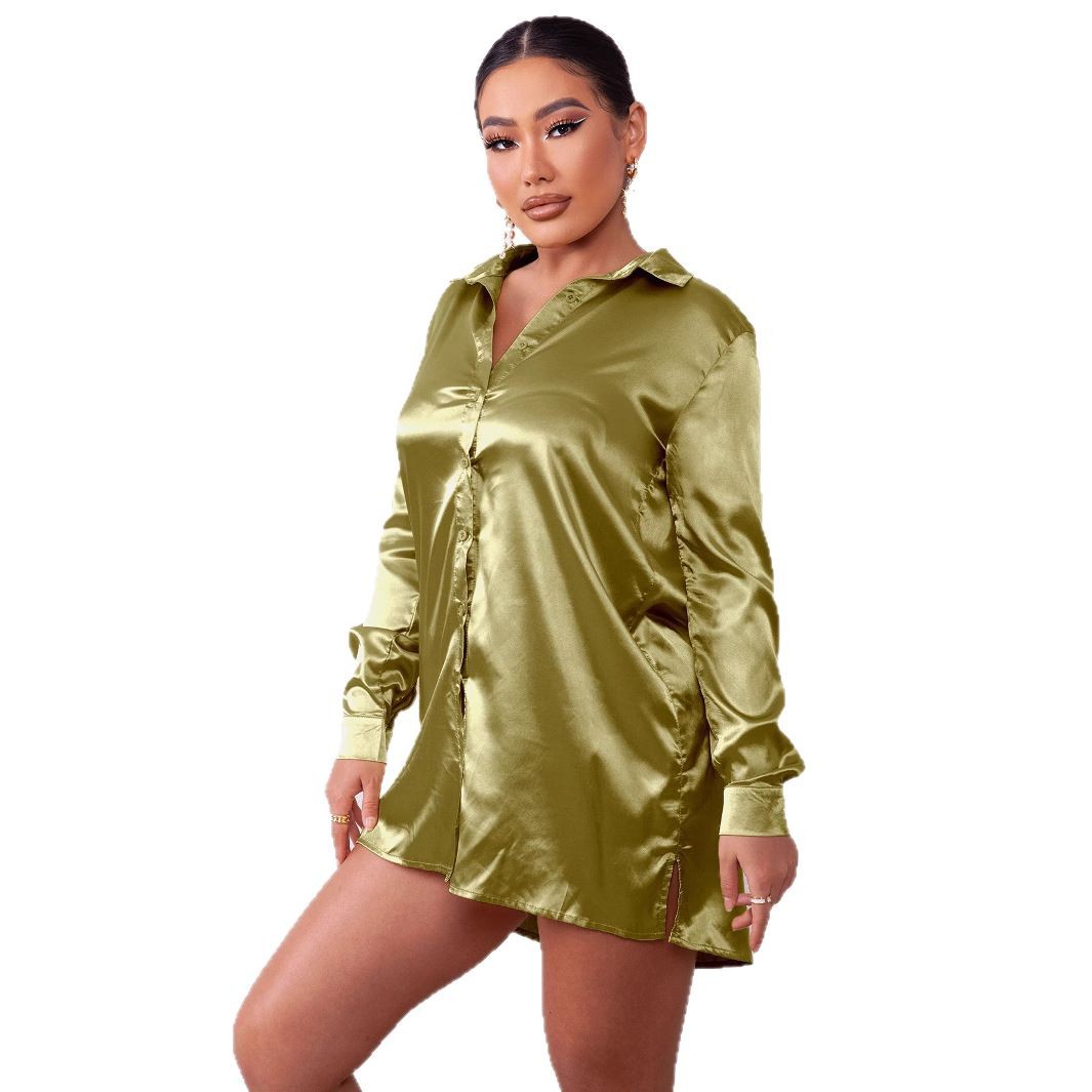 2025 primavera y verano Europa y América Estación independiente de Amazon ins Sexy Slim One-Hombro Camisa larga de mujer de estilo europeo y americano