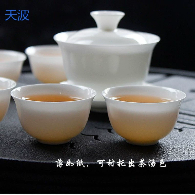 Bky Tea Cup Chaoshan Kung Fu Tea Set Костяной фарфор Тонкий и простой домашний легкий и роскошный белый чехлы для печи