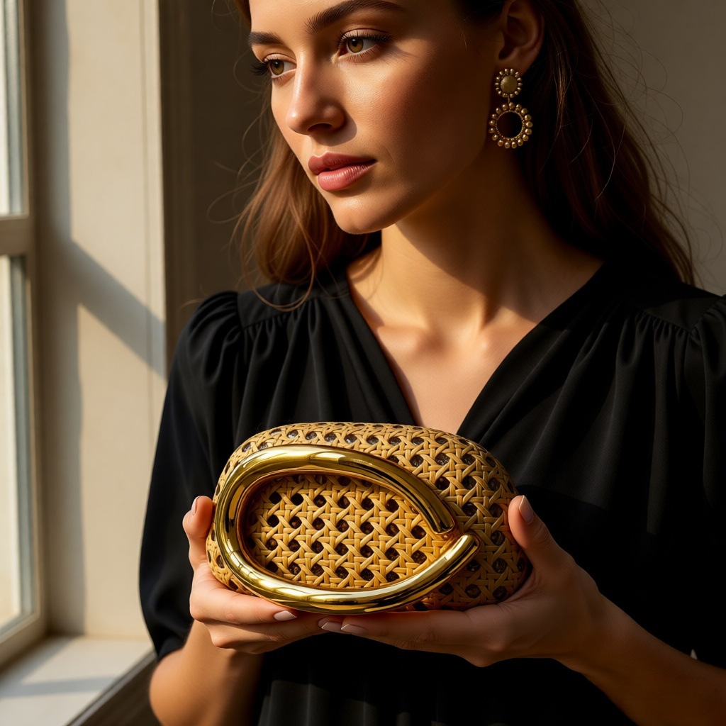 Bolsa de cena de damas transfronterizas de metal portátil de moda acrílico de caña elegante bolsa de cena idílica retro