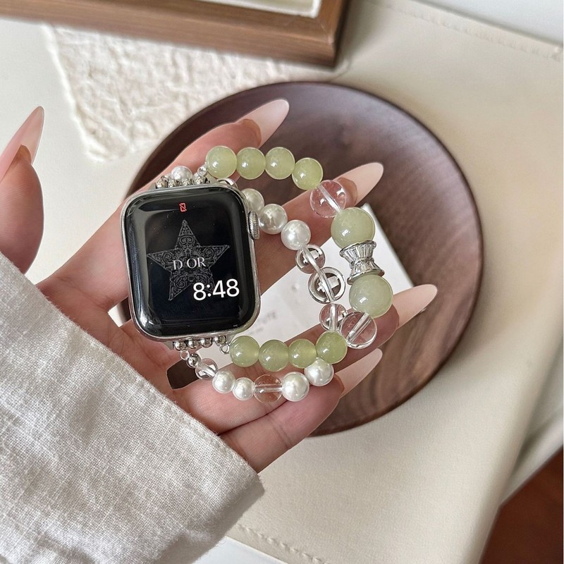 苹果水晶珍珠双排表带适用苹果手表iwatch10代987654Ultra/SE|undefined