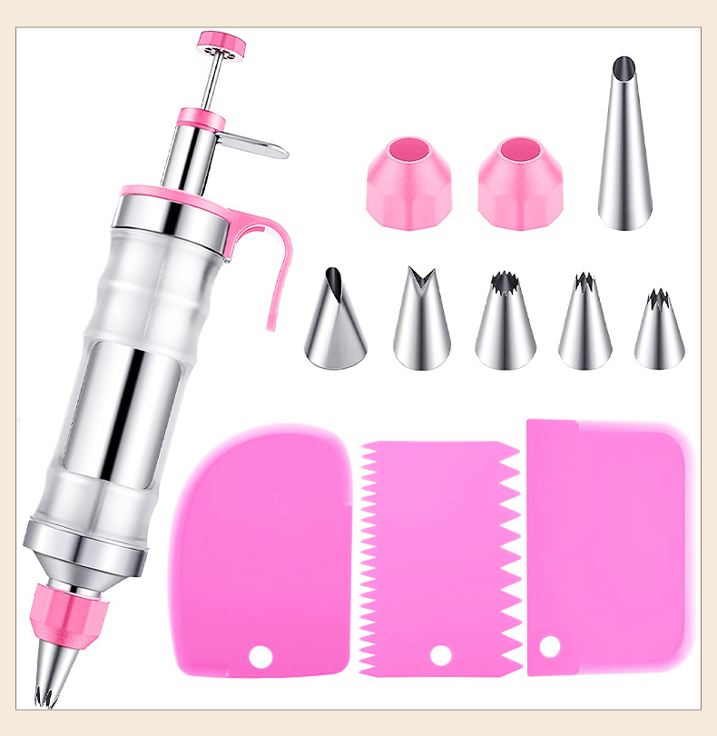 Acero inoxidable decoración pistola herramientas de cocina pastel hornear decoración pistola traje pastelería decoración máquina crema pistola