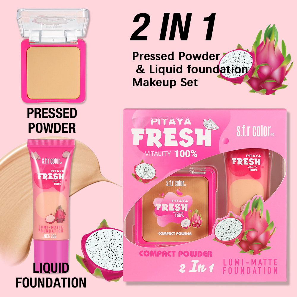 s.f.r color transfronterizo exclusivo para el maquillaje de color concelador de control de aceite de fondo líquido duradero polvo 2 en 1 conjunto de base de maquillaje