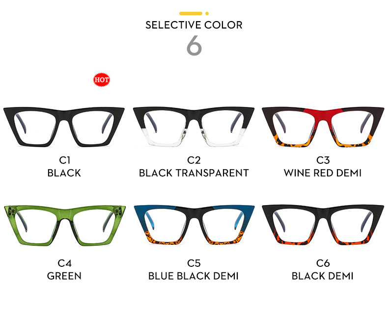 Unisex Retro Color Block Pc Cat Eye Full Frame Glasses display picture 2