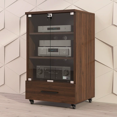 Wood Ktv Cabinet with – Electric car big tripod - walnut-color-three-layer-solid-wood-ecological-board