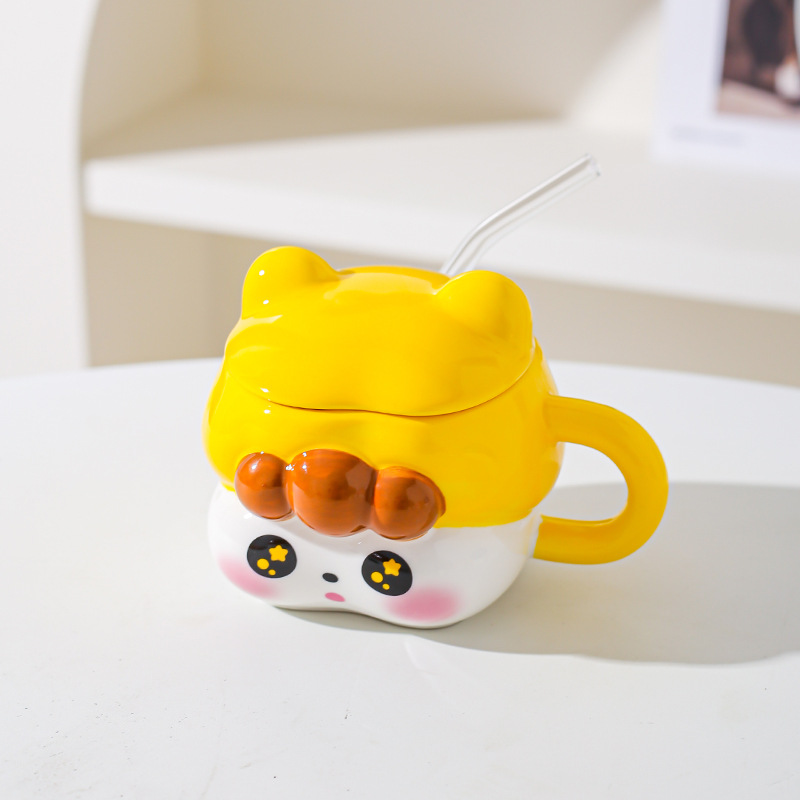 Creativa y encantadora chica taza de paja de cerámica taza para una chica mejor amiga práctica regalo de cumpleaños taza acompañante regalo