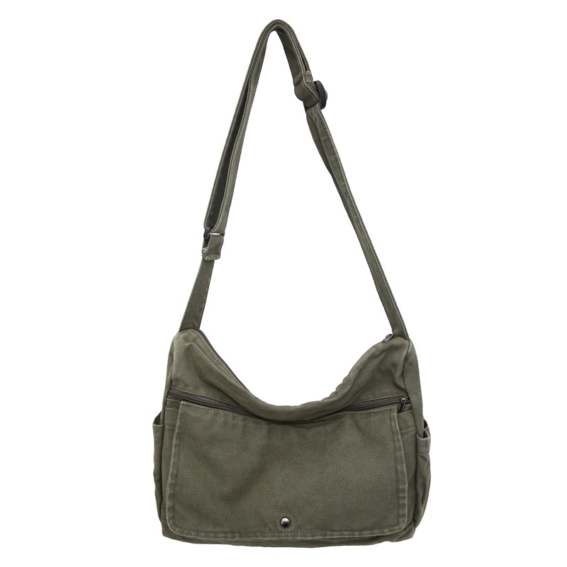 Retro Messenger Bag Washed Canvas Bag For Women 2025 New Arrival Academy Style Shoulder Bag For College Students Crossbody Bag For Men - Thumbnail 8