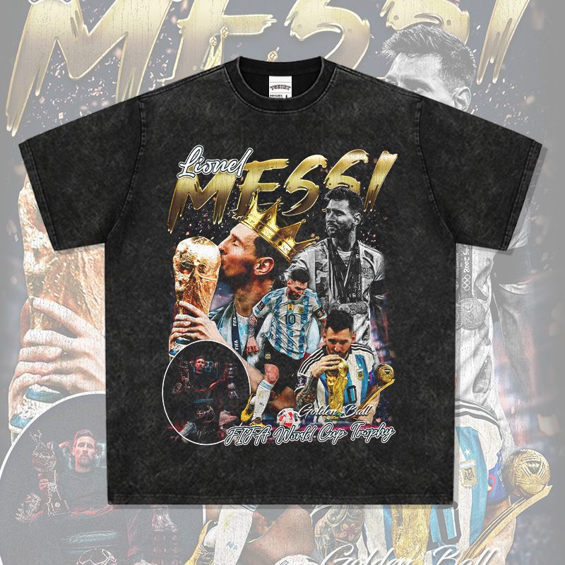 BC American Vintage Messi Messi Mei Boss World Cup Printed Short-sleeved T-shirt Heavy Crewneck Hooded Sweatshirt