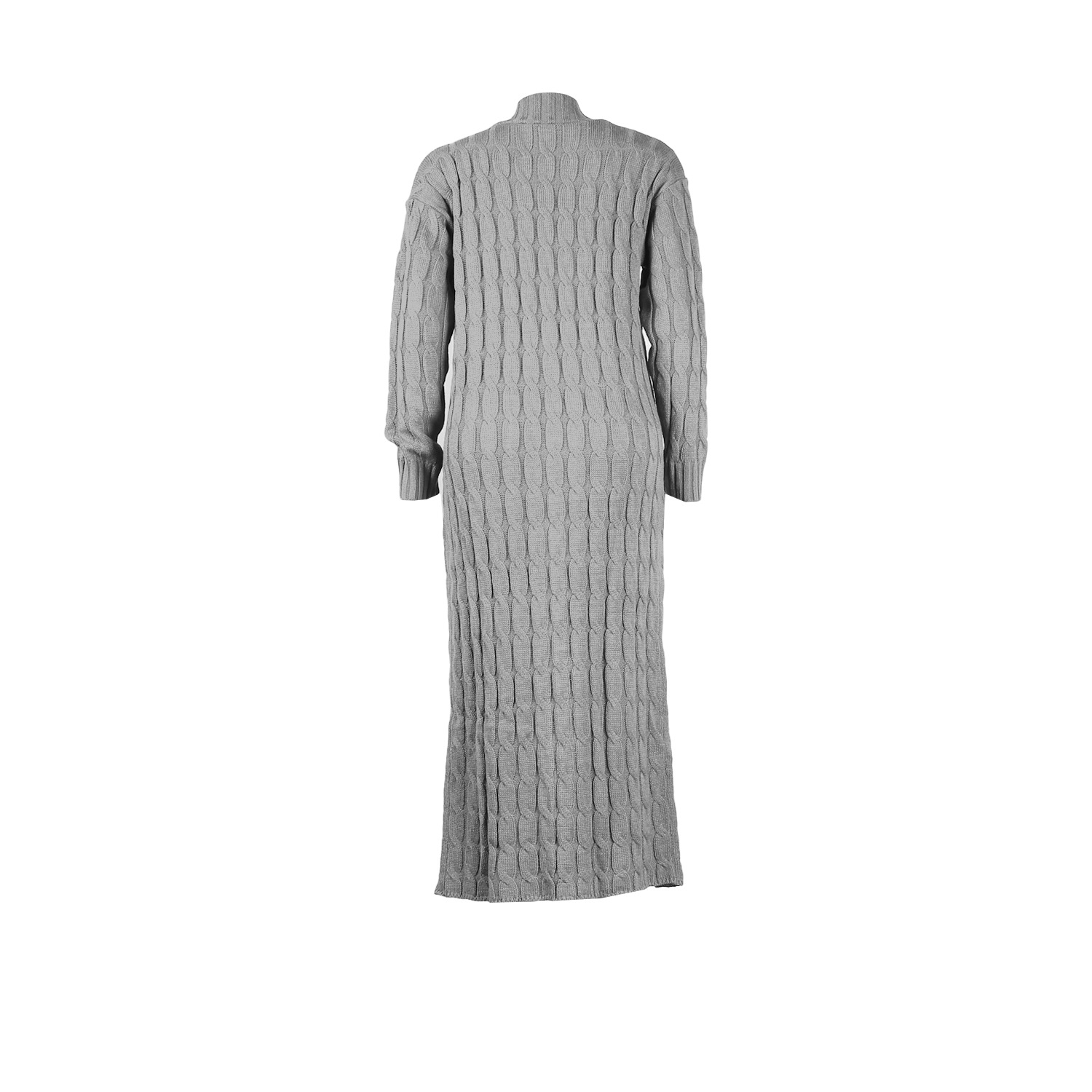 Damen Strickjacke Lang Aus Grobstrick In Unifarben Wintermantel_voghion.com