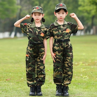 儿童迷彩服套装夏季军训服男童夏令营训练服女童装现货迷彩服