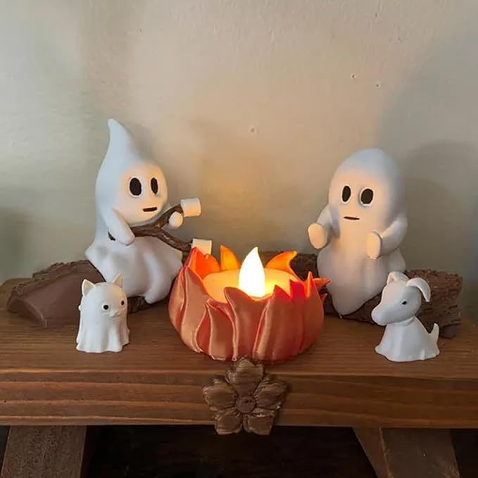 New Ghost Bonfire Party Night Light Resin Crafts Halloween Festive Atmosphere Decoration Ornaments