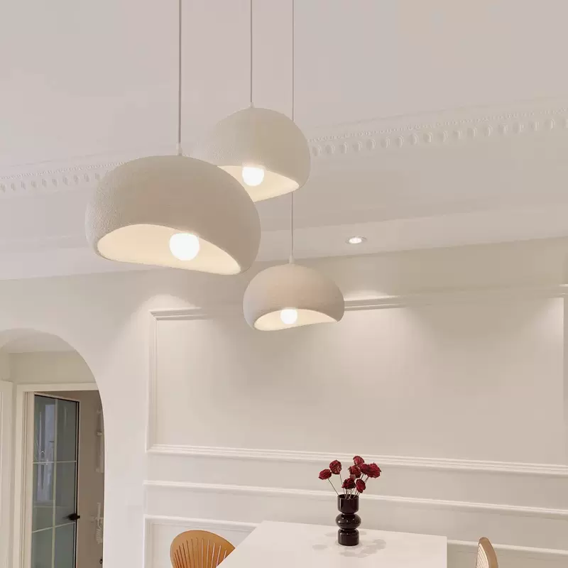 餐厅吊灯日式侘寂法式卧室灯设计师三头餐桌饭厅灯奶油风石头吊灯