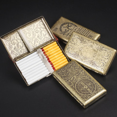 Creative Retro Bronze Cigarette Box for Men and Women, 20 Pack Slim Cigarettes, Bulk