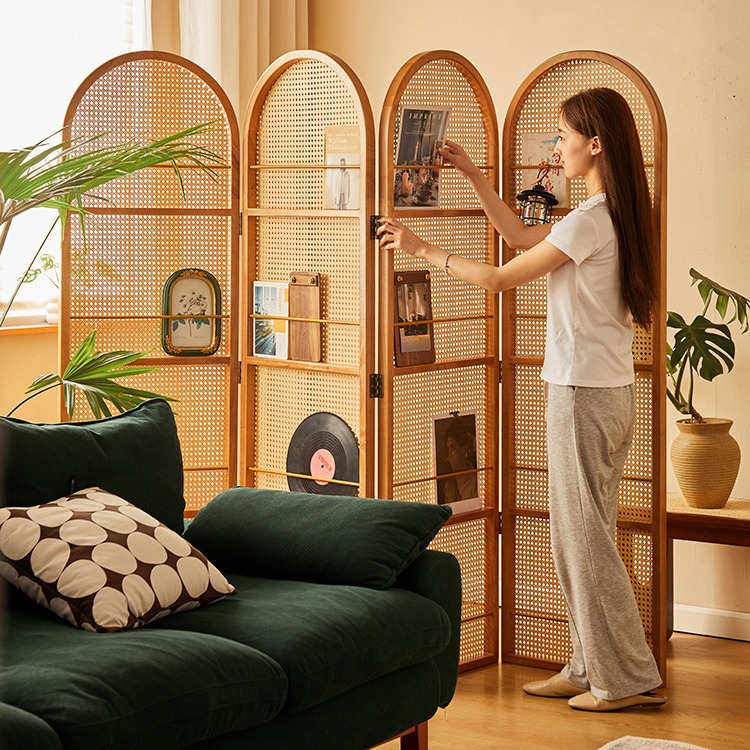 Entrance Living Room Office Partition New Chinese Style Entrance Screen Curtain Mobile Represent Folding Screen Seat Screen Solid Wood Screen Partition