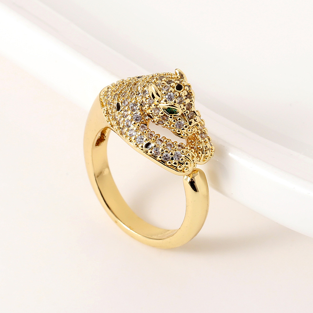 fashion copper gold-plated exaggerated leopard open tail ring
