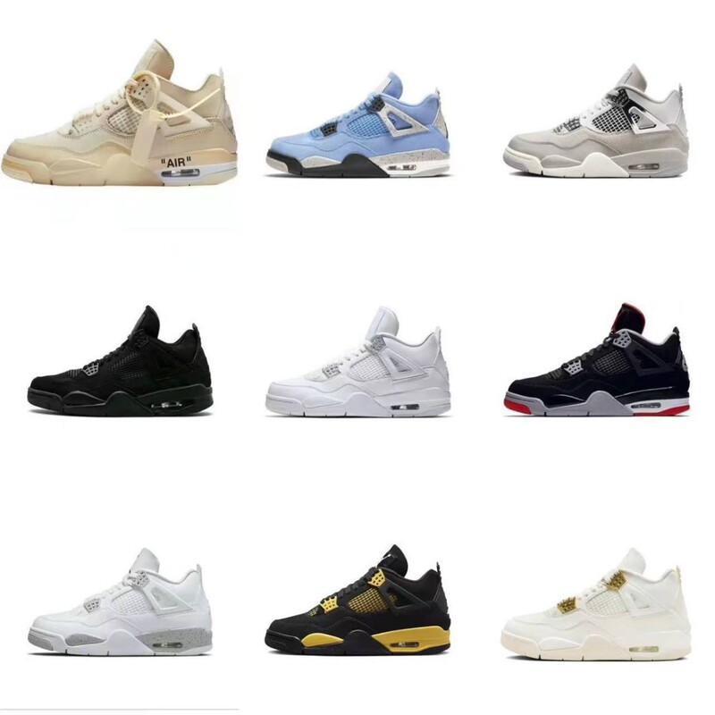 AJ4 White Sail Electric Mother Black Red White Cement Big Paris Air Cushion Basketball Shoes Joe 4 Non-slip Men's and Women's Shoes Cross-border sneaker