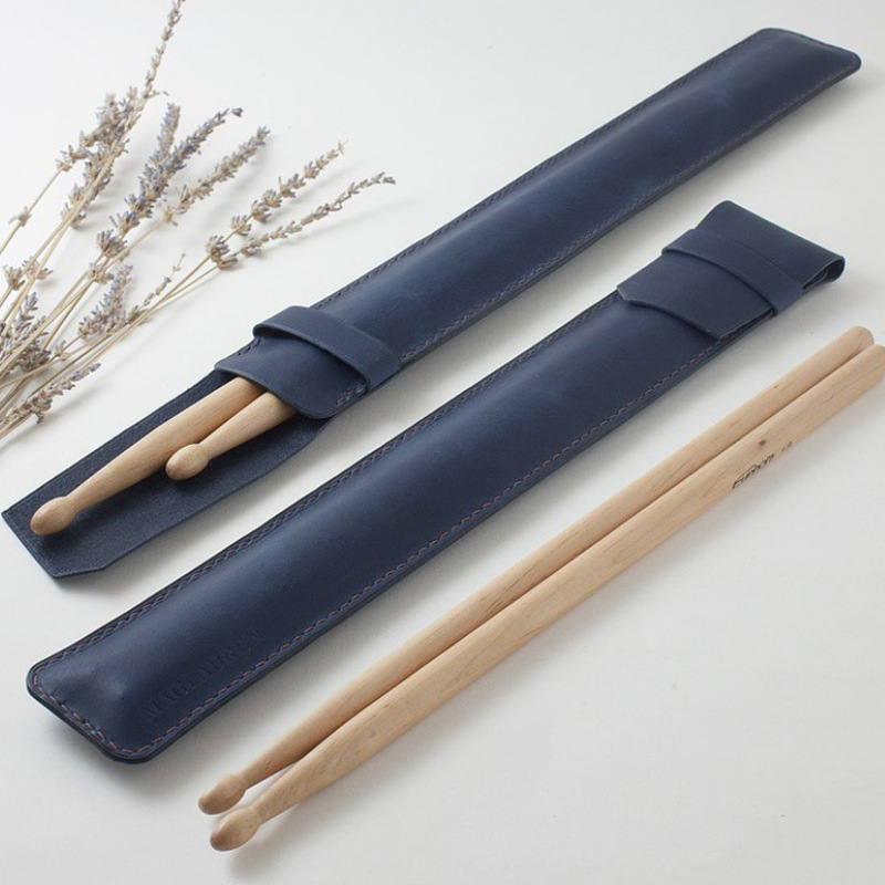 In-Stock Pu Leather Drumstick Storage Bag Drumstick Instrument Bag for Wooden Drumsticks and Waist Drumsticks Leather Case