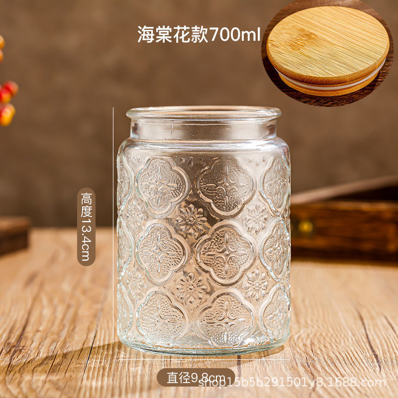 Chino retro Begonia flor vidrio sellado tarro caramelo snack tarro de almacenamiento frutos secos tuerca de almacenamiento tarro