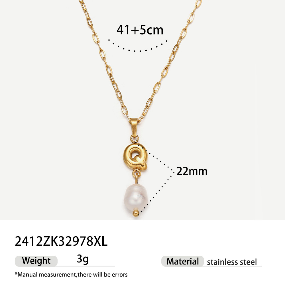 TENA collar de acero inoxidable de perlas verdaderas simplista de alto nivel nicho de diseño de acero de titanio collar de collar para mujeres image 54