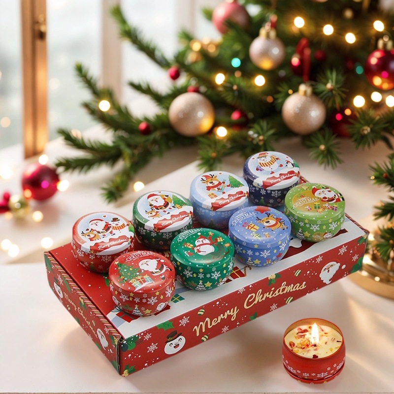 国境を越えた 2025 新しいクリスマスの香りのキャンドルクリスマスパーティーの装飾キャンドルギフトボックスソイワックスクリスマスキャンドル|undefined
