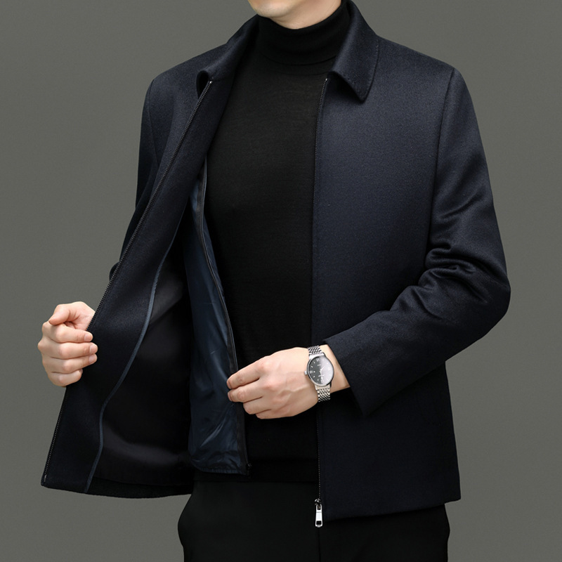 80.8% Sheep Wool + 19.2% Cashmere + Cashmere Liner Removable Men's Casual Business Wool Jacket