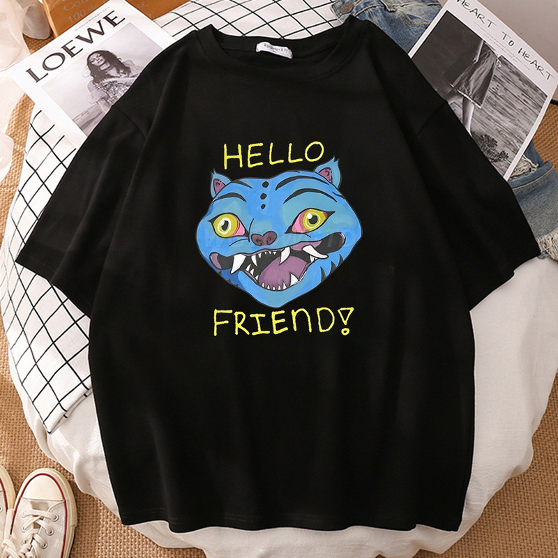 狩魔女グループ周辺プリントラウンドネック半袖外国貿易夏カジュアルスポーツトップスルーズTシャツヨーロッパとアメリカのトレンド|undefined