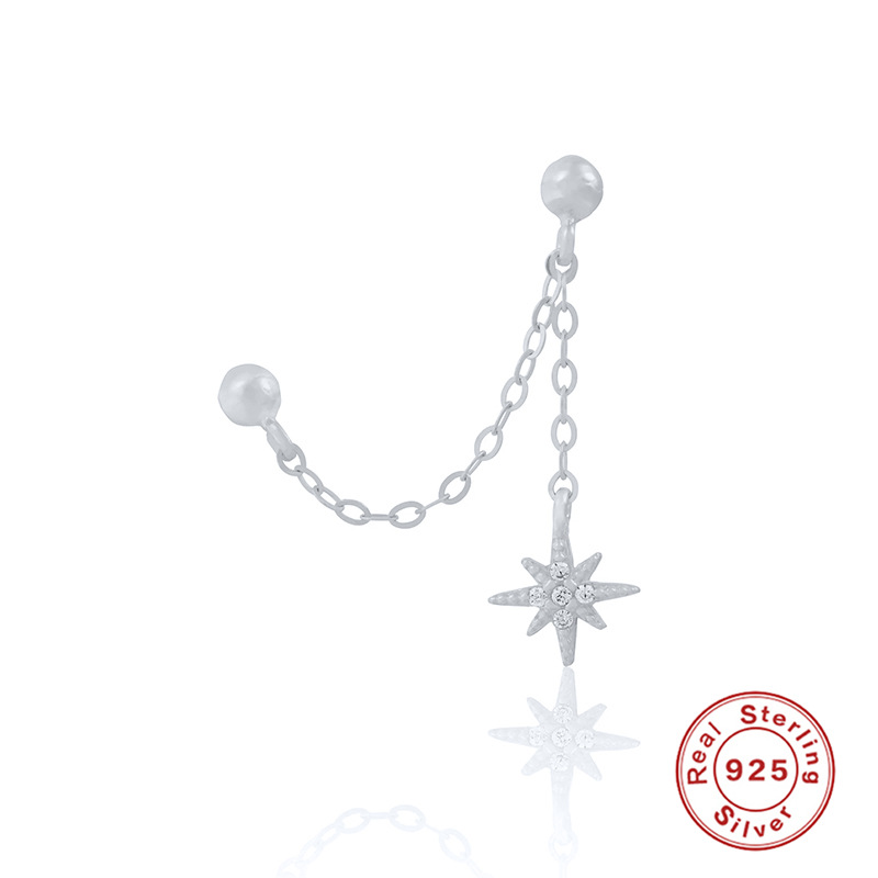 1 Pièce Décontractée Star Forme De Cœur Argent Sterling Gland Chaîne Des Boucles D'oreilles display picture 4