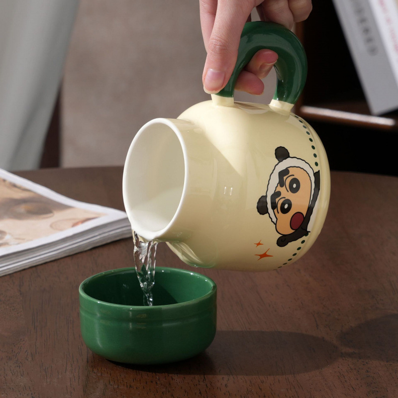 Crayón pequeño nuevo tarjeta de cerámica dormitorio hogar de alto valor con tapa pareja regalo de cumpleaños taza de agua de gran capacidad taza