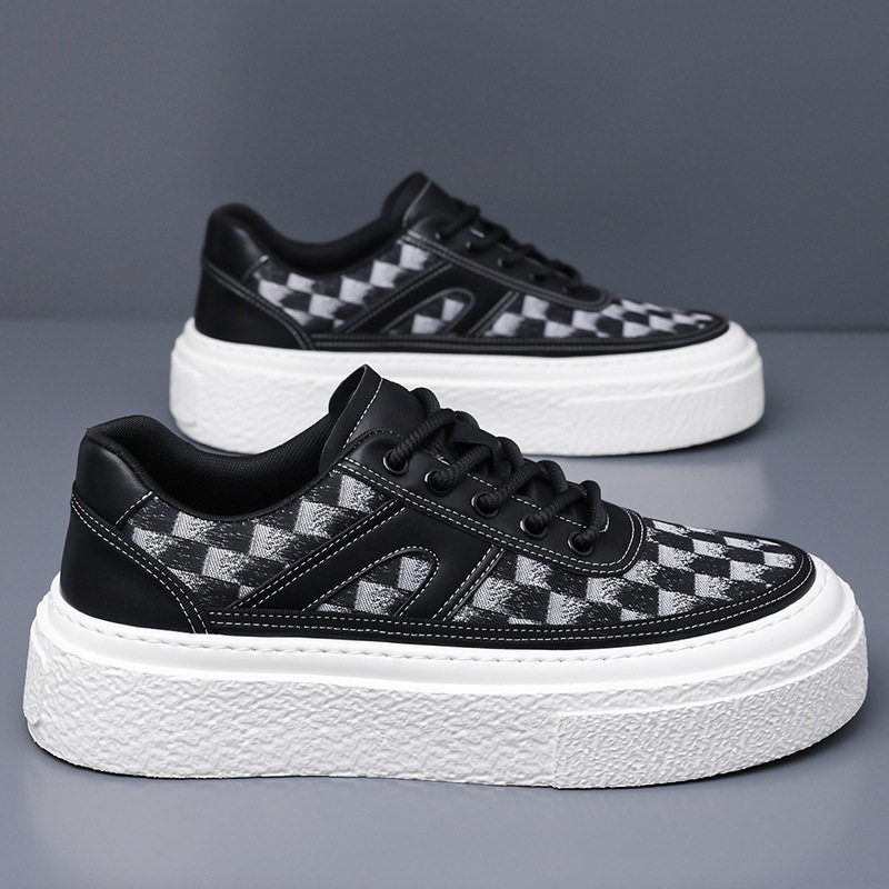 Giày thể thao đế dày nam kiểu mới, giày sneaker đơn giản tăng chiều cao, gót 3-5 cm — GX2519 màu trắng, GX2519 màu đen