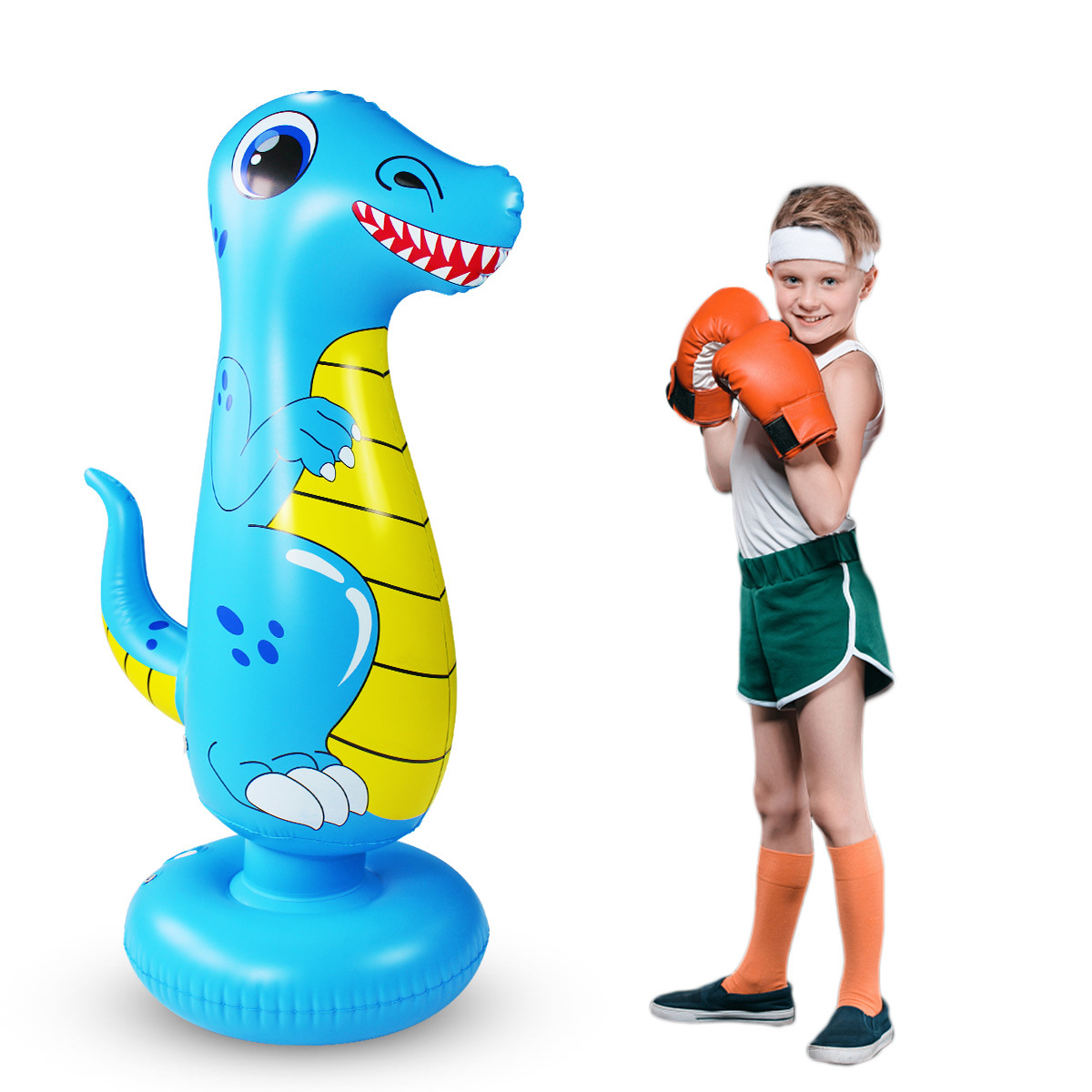 New cross border pvc inflation children Boxing Tumbler 120cm dinosaur Blow children Toys wholesale Retail