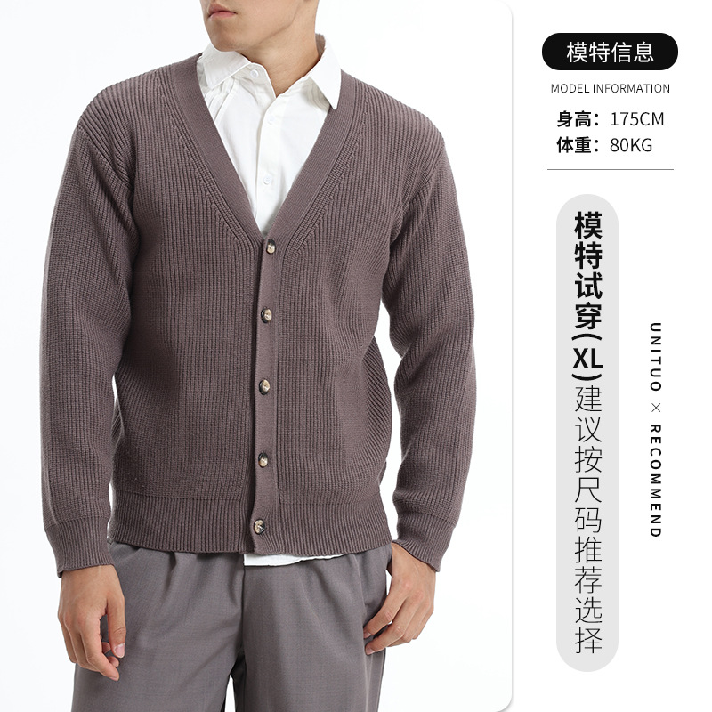 Hombres botón de viento perezoso jersey de punto Cardigan chaqueta de hombre otoño y invierno estilo coreano casual suéter holgado versátil